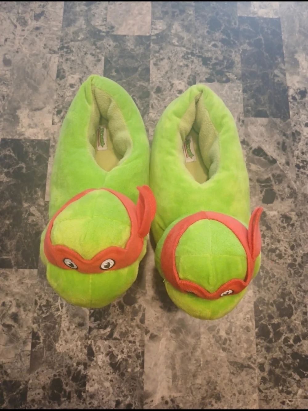 Green Ninja Turtle Plush Slippers with Red Mask - Kids